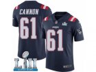 Men Nike New England Patriots #61 Marcus Cannon Limited Navy Blue Rush Vapor Untouchable Super Bowl LII NFL Jersey