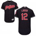 2016 Men Cleveland Indians #12 rancisco Lindor Majestic Navy Flexbase Authentic Collection Custom Jersey