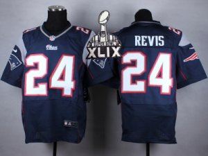 2015 Super Bowl XLIX Nike New England Patriots #24 Darrelle Revis Blue Jerseys(Elite)