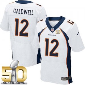 Nike Denver Broncos #12 Andre Caldwell White Super Bowl 50 Men Stitched NFL New Elite Jersey