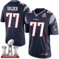 Youth Nike New England Patriots #77 Nate Solder Elite Navy Blue Team Color Super Bowl LI 51 NFL Jersey