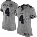 Women Nike Dallas Cowboys #4 Dak Prescott Limited Gray Gridiron NFL Jersey