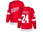 Men Adidas Detroit Red Wings #24 Chris Chelios Red Home Authentic Stitched NHL Jersey