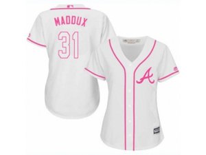 Women Atlanta Braves #31 Greg Maddux Replica White Fashion Cool Base MLB Jersey