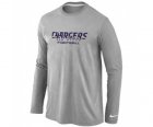 Nike San Diego Charger Authentic font Long Sleeve T-Shirt Grey