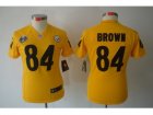 Nike Women NFL Pittsburgh Steelers #84 Antonio Brown Yellow Jerseys W 80TH Patch