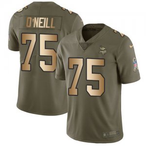 Nike Vikings #75 Brian O\'Neill Olive Gold Salute To Service Limited Jersey