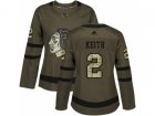 Women Adidas Chicago Blackhawks #2 Duncan Keith Green Salute to Service Stitched NHL Jersey