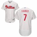 Men's Majestic Philadelphia Phillies #7 Maikel Franco White Red Strip Flexbase Authentic Collection MLB Jersey