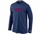 Nike New York Giants Authentic font Long Sleeve T-Shirt D.Blue