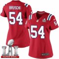 Womens Nike New England Patriots #54 Tedy Bruschi Elite Red Alternate Super Bowl LI 51 NFL Jersey