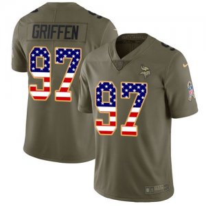 Nike Vikings #97 Everson Griffen Olive USA Flag Salute To Service Limited Jersey