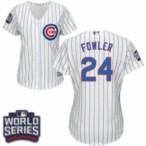 Women\'s Majestic Chicago Cubs #24 Dexter Fowler Authentic White Home 2016 World Series Bound Cool Base MLB Jersey