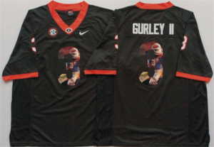 Georgia Bulldogs 3 Todd Gurley II Black Portrait Number College Jersey