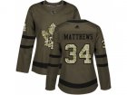 Women Adidas Toronto Maple Leafs #34 Auston Matthews Green Salute to Service Stitched NHL Jersey