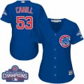 Womens Majestic Chicago Cubs #53 Trevor Cahill Authentic Royal Blue Alternate 2016 World Series Champions Cool Base MLB Jersey