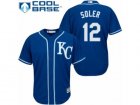 Mens Majestic Kansas City Royals #12 Jorge Soler Replica Blue Alternate 2 Cool Base MLB Jersey