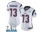 Women Nike New England Patriots #73 John Hannah White Vapor Untouchable Limited Player Super Bowl LII NFL Jersey