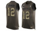 Mens Nike Carolina Panthers #12 Charles Johnson Limited Green Salute to Service Tank Top NFL Jersey