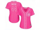 Women Chicago Cubs #44 Anthony Rizzo Replica Pink Fashion MLB Jersey