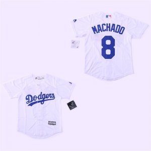 Dodgers #8 Manny Machado White Youth Cool Base Jersey