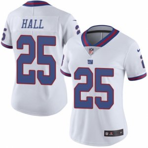 Women\'s Nike New York Giants #25 Leon Hall Limited White Rush NFL Jersey