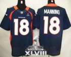 Nike Denver Broncos #18 Peyton Manning Navy Blue Super Bowl XLVIII Elite Jersey