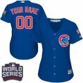 Womens Majestic Chicago Cubs Customized Authentic Royal Blue Alternate 2016 World Series Bound Cool Base MLB Jersey
