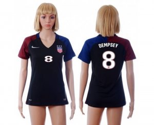 Womens USA #8 Dempsey Away Soccer Country Jersey