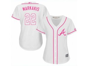 Women Atlanta Braves #22 Nick Markakis Authentic White Fashion Cool Base MLB Jersey