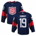 Men Adidas Team USA #19 Brandon Dubinsky Navy Blue Away 2016 World Cup Ice Hockey Jersey