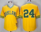 Oakland Athletics #24 Rickey Henderson Yellow 1981 Mitchell & Ness Jersey