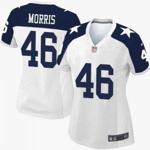 Women Nike Cowboys #46 Alfred Morris White Thanksgiving Stitched NFL Throwback Elite Jersey