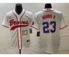 Men's Atlanta Braves #23 Michael Harris II Number White Cool Base Stitched Baseball Jersey
