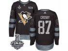 Mens Adidas Pittsburgh Penguins #87 Sidney Crosby Premier Black 1917-2017 100th Anniversary 2017 Stanley Cup Final NHL Jersey