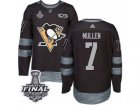 Mens Adidas Pittsburgh Penguins #7 Joe Mullen Premier Black 1917-2017 100th Anniversary 2017 Stanley Cup Final NHL Jersey