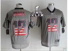 2015 Super Bowl XLIX Nike New England Patriots #12 Brady Grey Jerseys(USA Flag Fashion Shadow Elite)