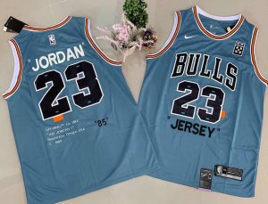 Bulls #23 Michael Jordan Blue Commemorative Edition Basketball Jersey