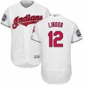 Mens Majestic Cleveland Indians #12 Francisco Lindor White 2016 World Series Bound Flexbase Authentic Collection MLB Jersey