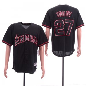 Angels #27 Mike Trout Black Cool Base Jersey