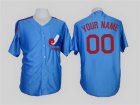Montreal Expos Blue Mens Customized Throwback Jersey
