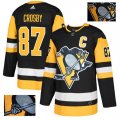 Penguins #87 Sidney Crosby Black Glittery Edition Adidas Jersey