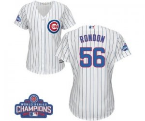 Womens Majestic Chicago Cubs #56 Hector Rondon Authentic White Home 2016 World Series Champions Cool Base MLB Jersey