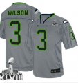 Nike Seattle Seahawks #3 Russell Wilson Lights Out Grey Super Bowl XLVIII Youth NFL Elite Jersey