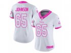 Women Nike Philadelphia Eagles #65 Lane Johnson Limited White-Pink Rush Fashion NFL Jersey