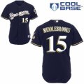 Men's Majestic Milwaukee Brewers #15 Will Middlebrooks Authentic Navy Blue Alternate Cool Base MLB Jersey