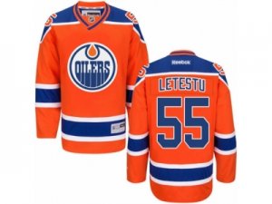 Mens Reebok Edmonton Oilers #55 Mark Letestu Authentic Orange Third NHL Jersey