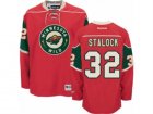 Mens Reebok Minnesota Wild #32 Alex Stalock Authentic Red Home NHL Jersey