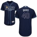 Mens Majestic Tampa Bay Rays #40 Wade Davis Navy Blue Flexbase Authentic Collection MLB Jersey