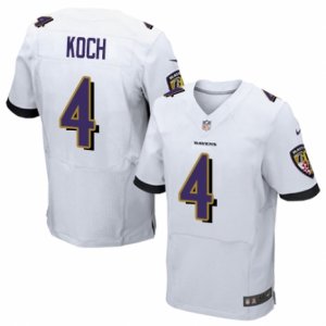 Mens Nike Baltimore Ravens #4 Sam Koch Elite White NFL Jersey